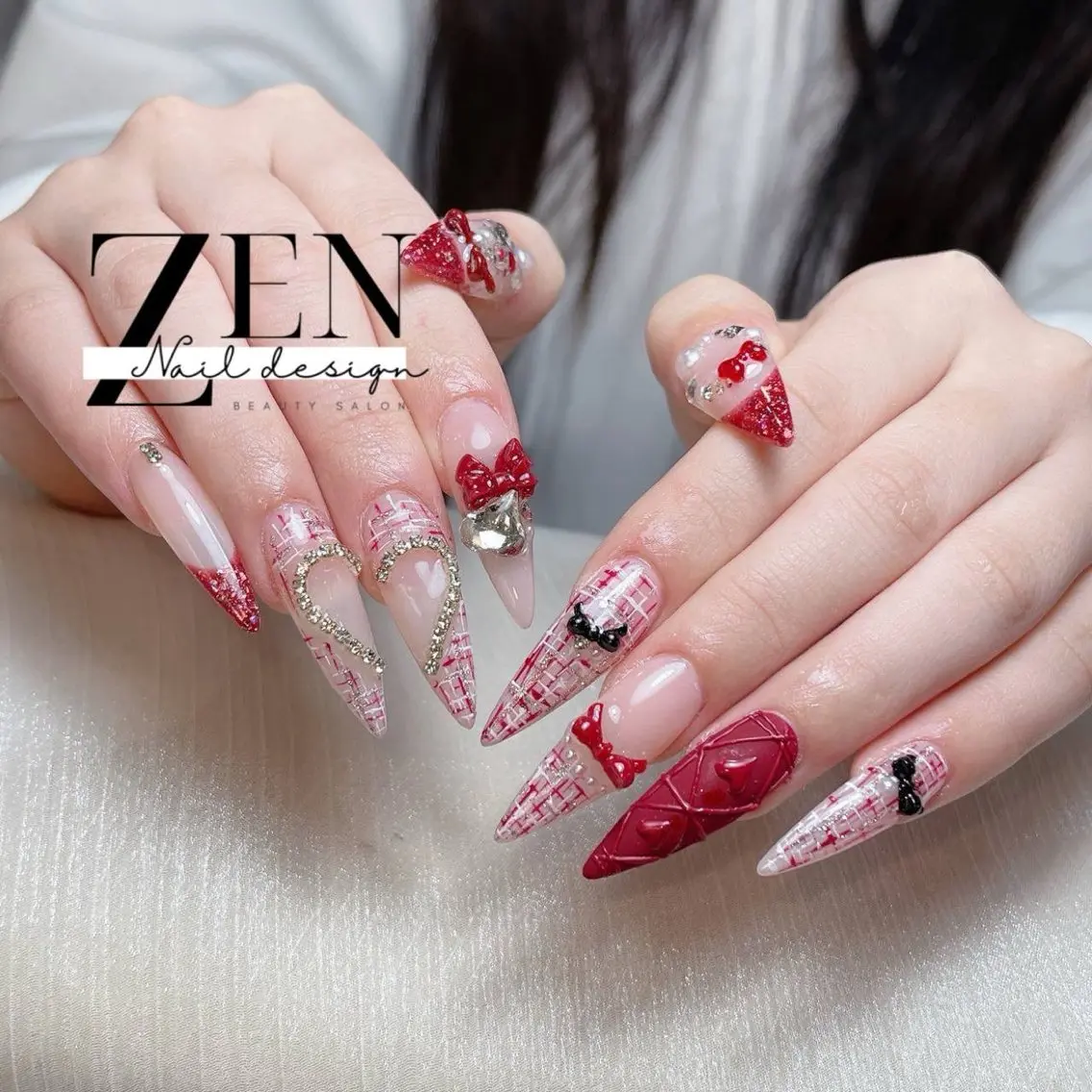 ネイル チークネイル 長さ出し フレンチネイル 韓国ネイル マグネットネイル ハンドネイル Zen Nail Design 池袋のネイルデザイン