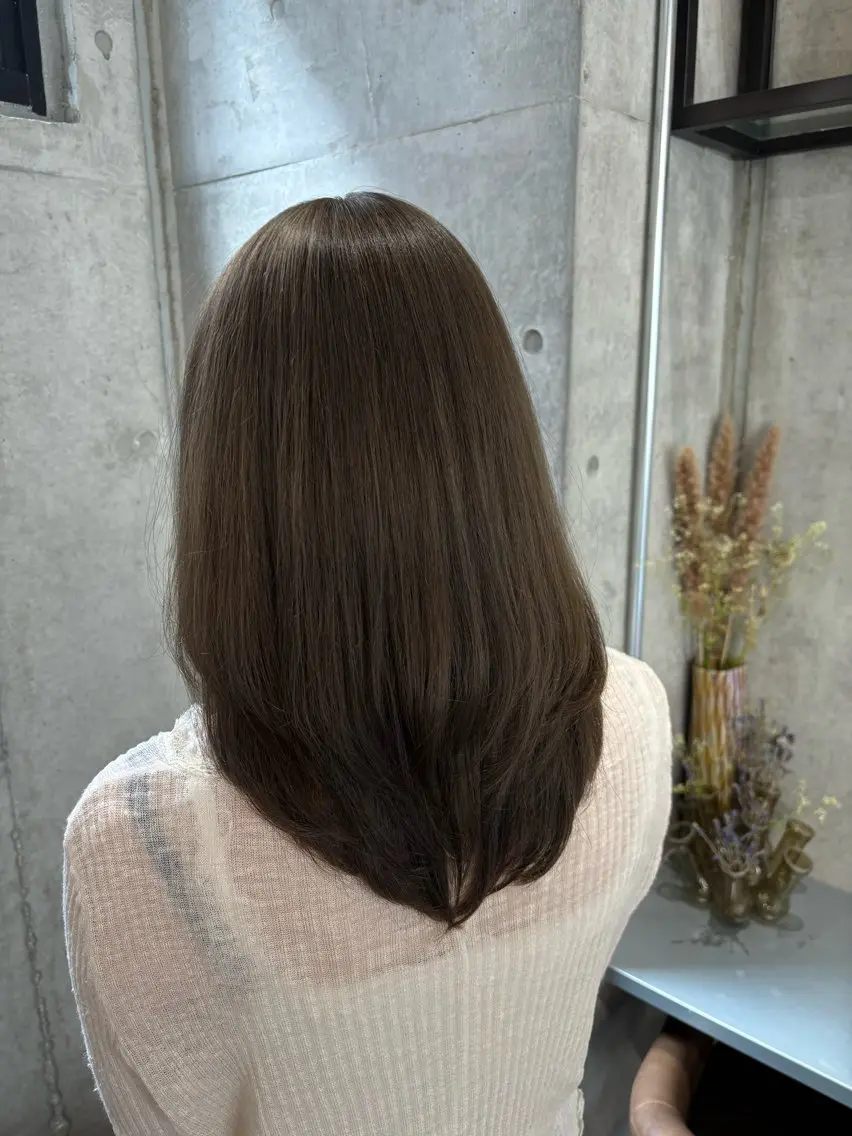 セミロング カラー ブリーチ 透明感カラー グレージュ カット ヘアカラー maika (^^)｡.:*☆のヘアスタイル