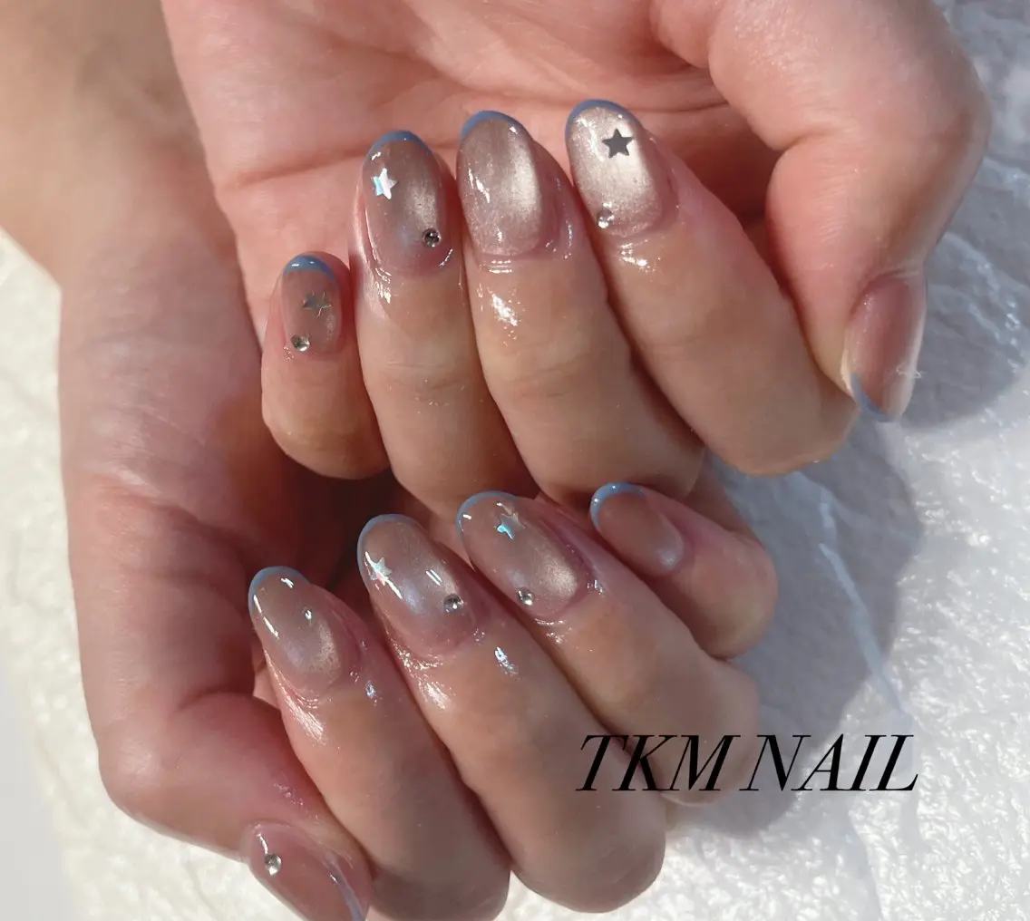 ネイル フレンチネイル マグネットネイル マグネットフレンチ シンプルネイル ______ TKM  NAILのネイルデザイン