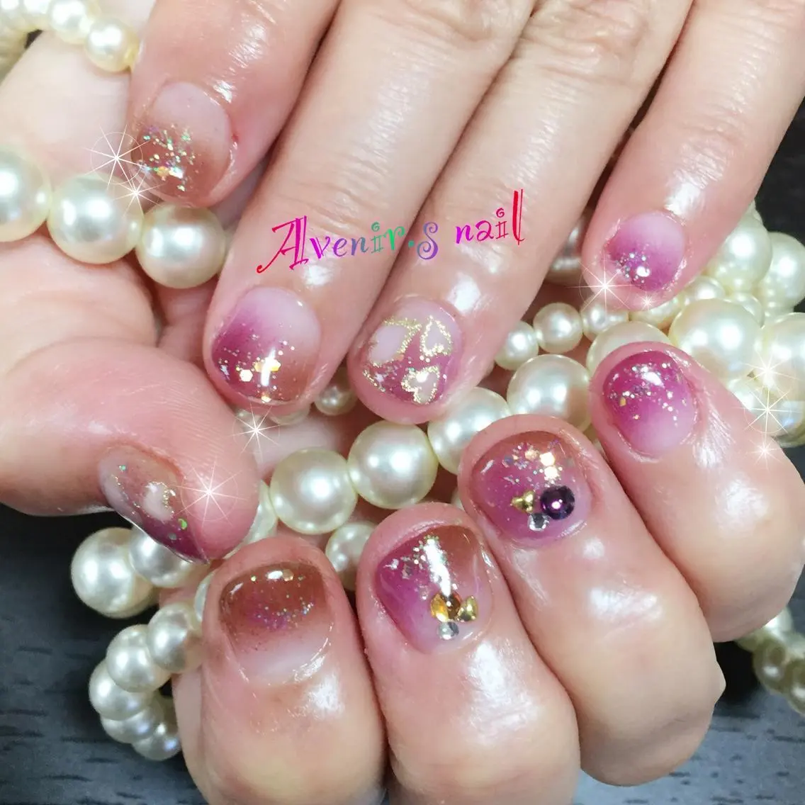 ネイル アートネイル ハート Home Salon Avenir.のネイルデザイン