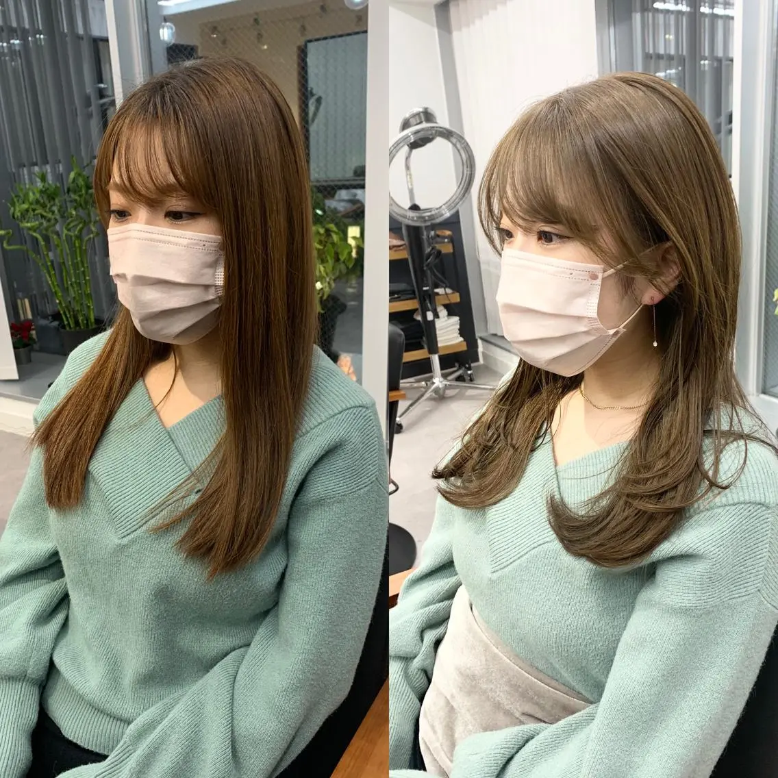 セミロング カラー パーマ ヘアアレンジ メンズ キッズ ネイル マツエク・マツパ アイブロウ 似合せレイヤー／ 柔らか透明感カラーのヘアスタイル