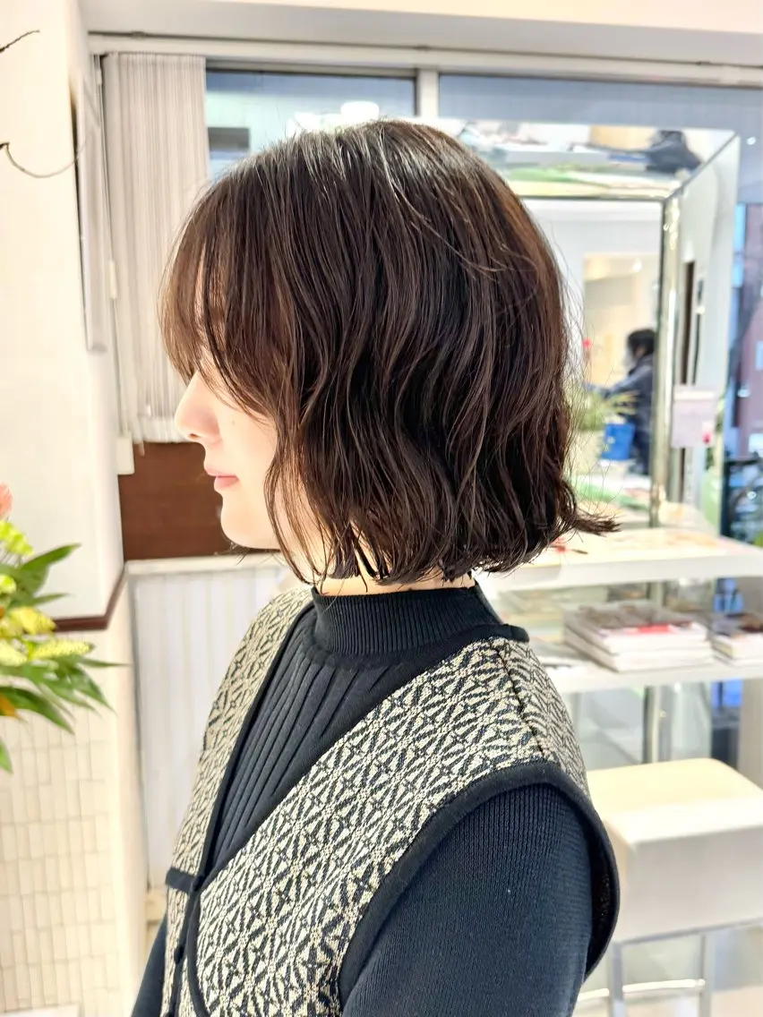 ショート パーマ ボブ カット パーマ トリートメント デジタルパーマ 🌀ボブ　萩原　龍のヘアスタイル