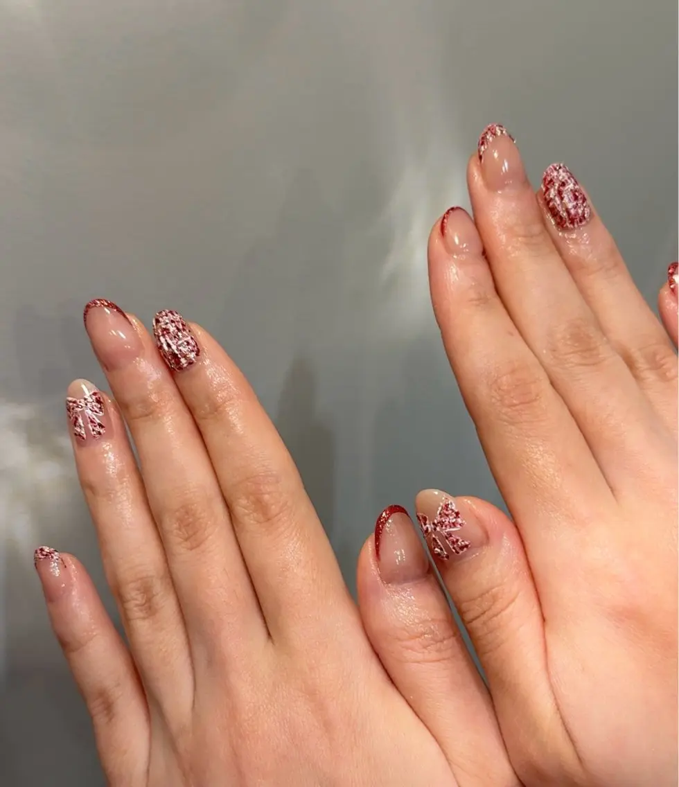 ネイル ボルドー ツイードネイル nail Latteのネイルデザイン