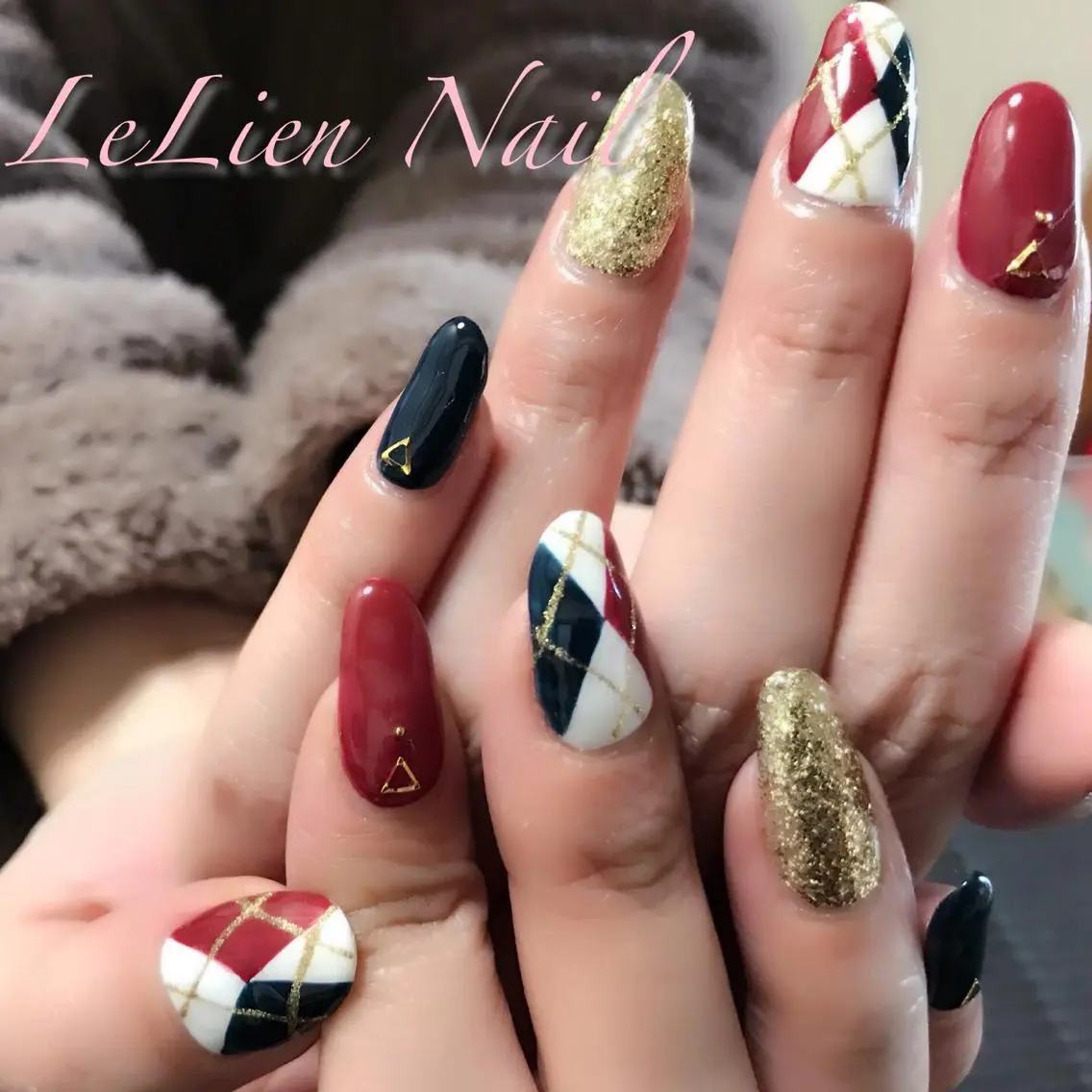 ネイル ボルドー ネイビー モチの良さ◉ フィルインネイル♡のネイルデザイン
