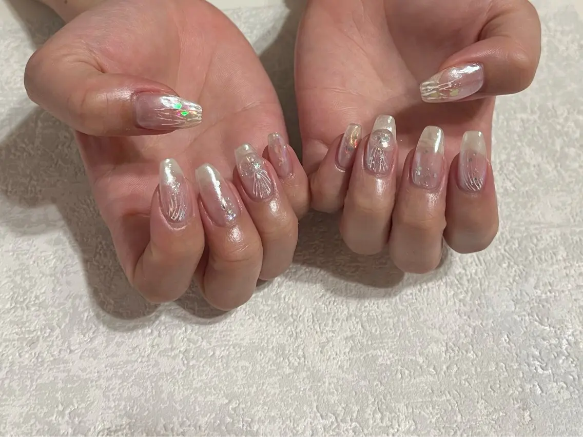 ネイル フットネイル ジェルネイル キラキラネイル ミラーネイル パラジェル kikinail 溝の口のネイルデザイン