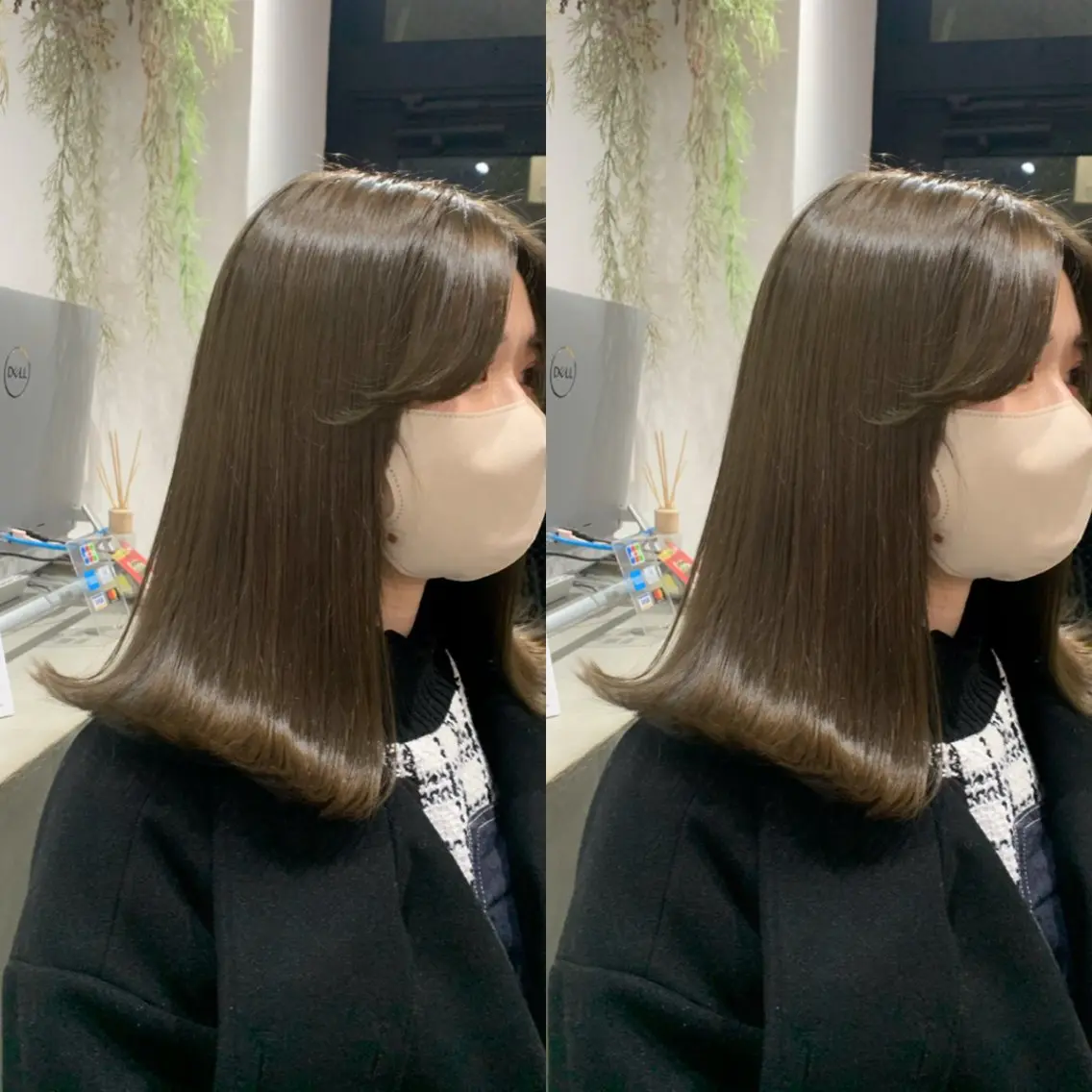ミディアム カラー ヘアアレンジ カット ヘアカラー トリートメント kei🤎ベージュ /透明感カラー/博多のヘアスタイル