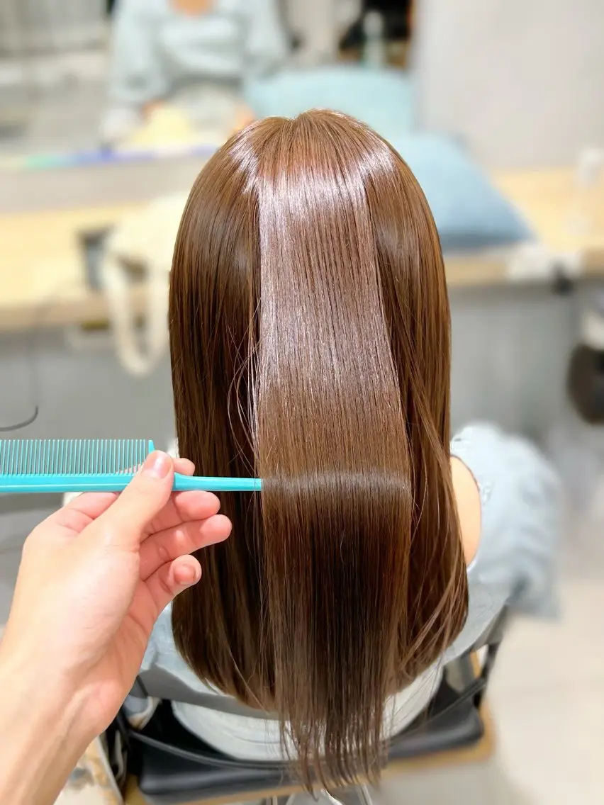 ミディアム 髪質改善 縮毛矯正 カット ヘアカラー 縮毛矯正 池袋/小顔レイヤー/ 顔まわり/taigaのヘアスタイル