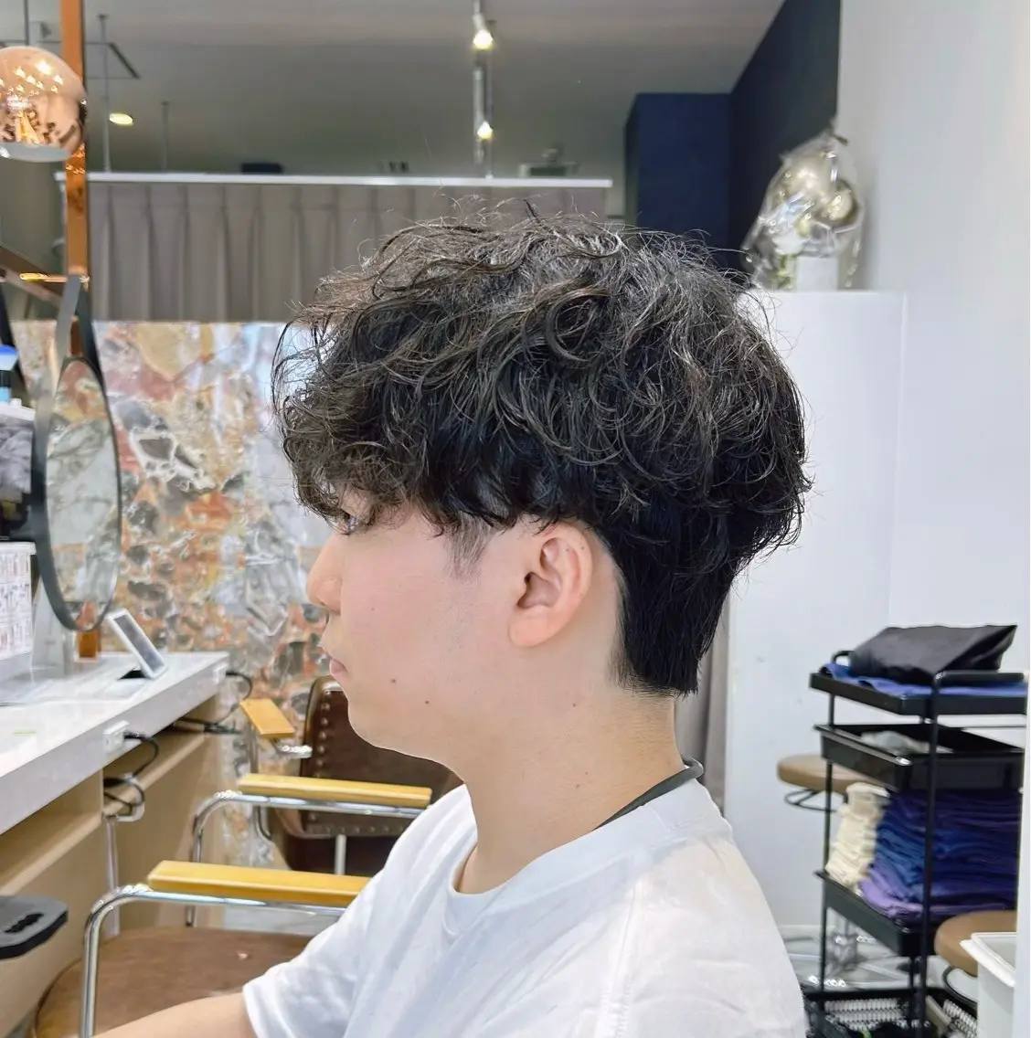 ショート パーマ メンズ calna by ELMO 上ノ井のヘアスタイル