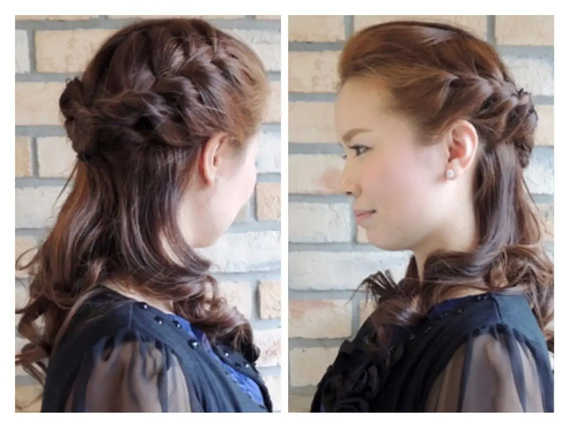 ロング ヘアアレンジ ハーフアップ 烏山 達也のヘアスタイル