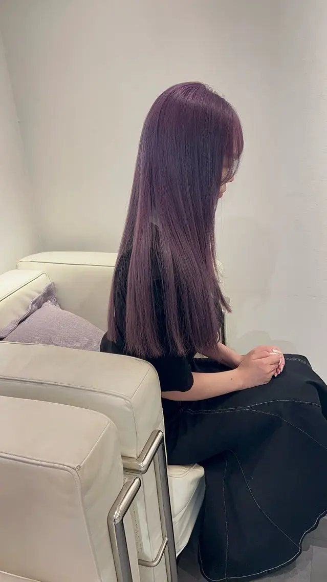 ロング カラー ヘアアレンジ ブリーチ カシス ラベンダーカラー 新宿No.1美髪師 taka髪質改善のヘアスタイル