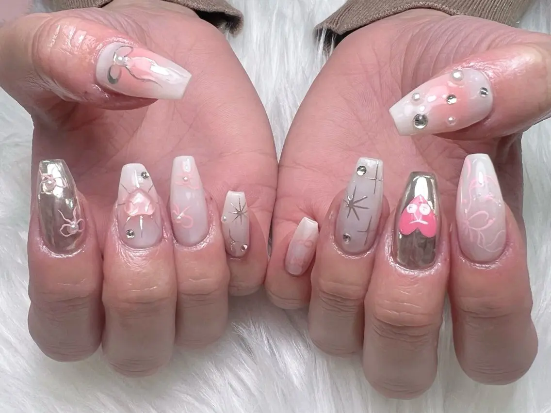ネイル 韓国ネイル リボン スカルプネイル ネイルチップ Painty nailのネイルデザイン