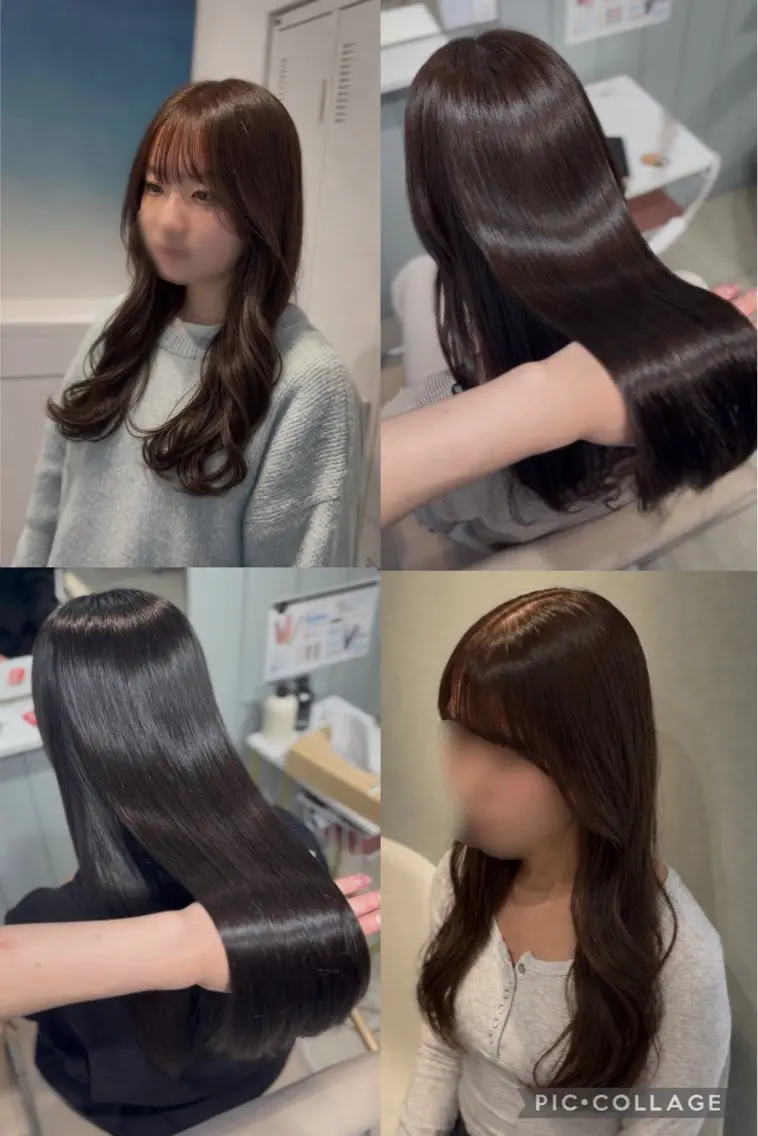 ロング 顔周りカット 縮毛矯正 ヘアカラー 縮毛矯正 酸性縮毛矯正/ 顔周りカット/信之介のヘアスタイル