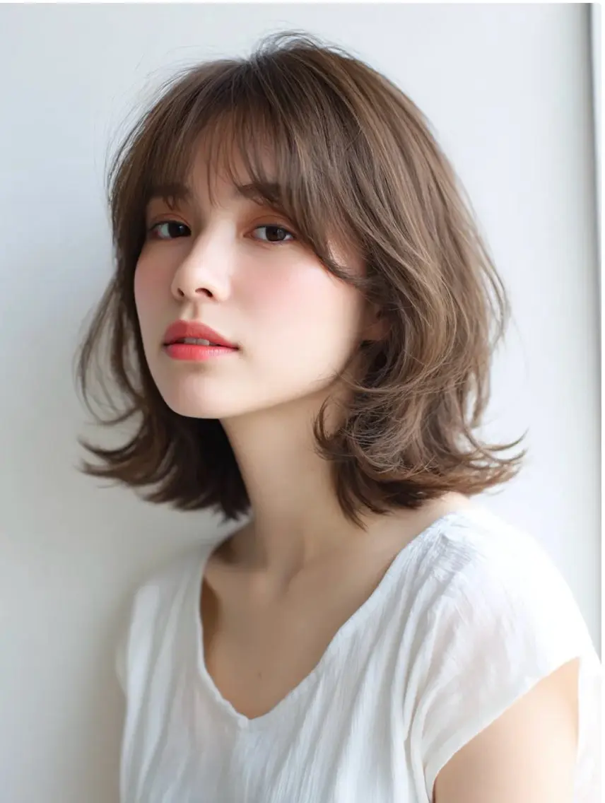 ミディアム カラー 北川大輔🌟 小顔レイヤーカットのヘアスタイル