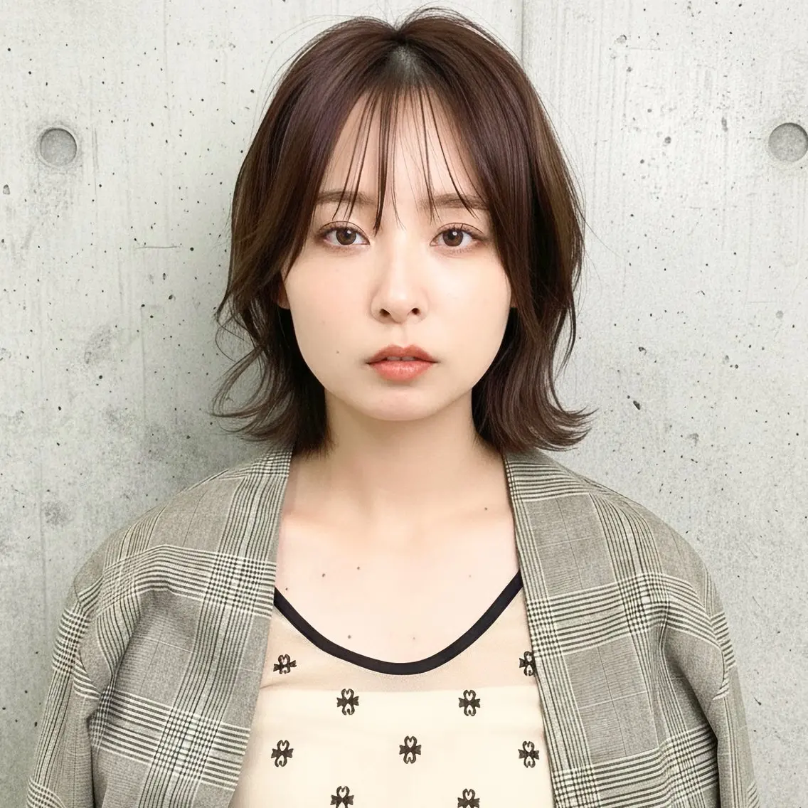 ミディアム カット ヘアカラー ハッシュカット 田窪珠妃のヘアスタイル
