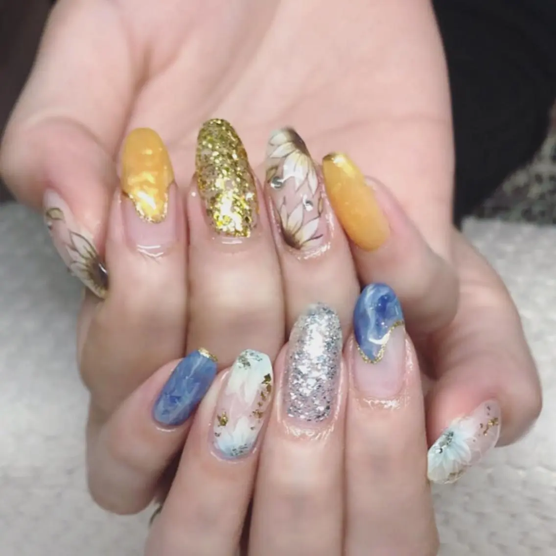 ネイル アートネイル フラワーネイル ジェルネイル キラキラネイル 夏ネイル Nyanco Nailのネイルデザイン
