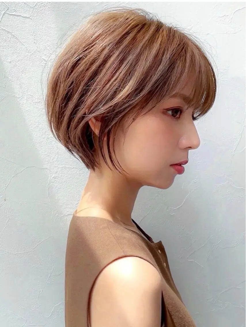 ショート ショートボブ ボブ かきあげバング 髪質改善 オン眉 VIEW EHIME 齋藤  あつきのヘアスタイル