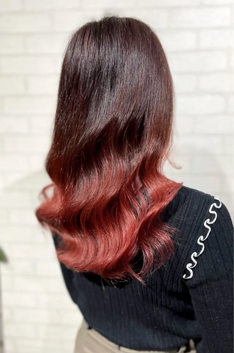ロング カラー グラデーションカラー レッドカラー ヘアカラー ✨ハイトーン カラー福岡拓也✨のヘアスタイル