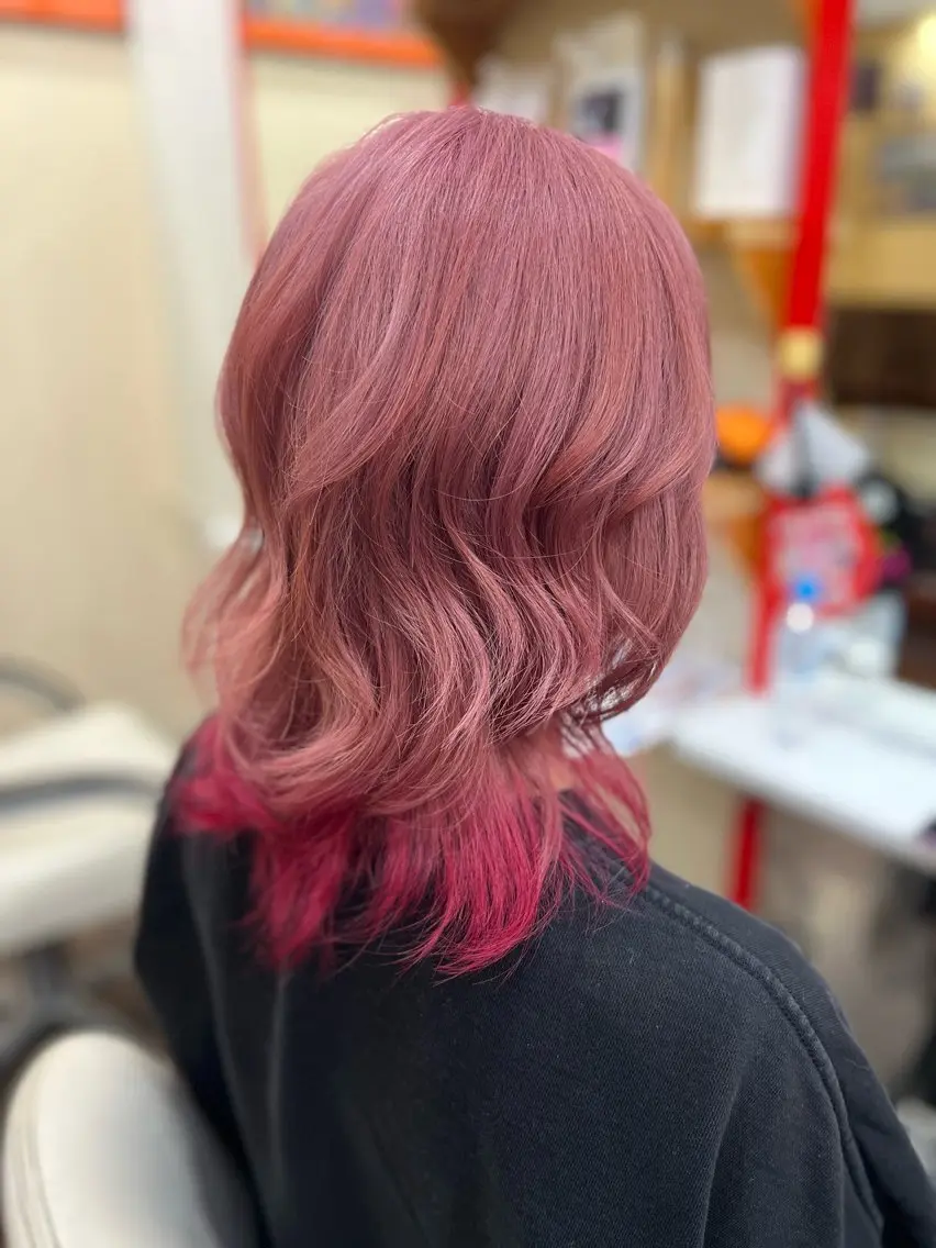 ミディアム カラー ブリーチ ピンクカラー トリートメント ヘアカラー まさき✂︎ /ブリーチカラーのヘアスタイル