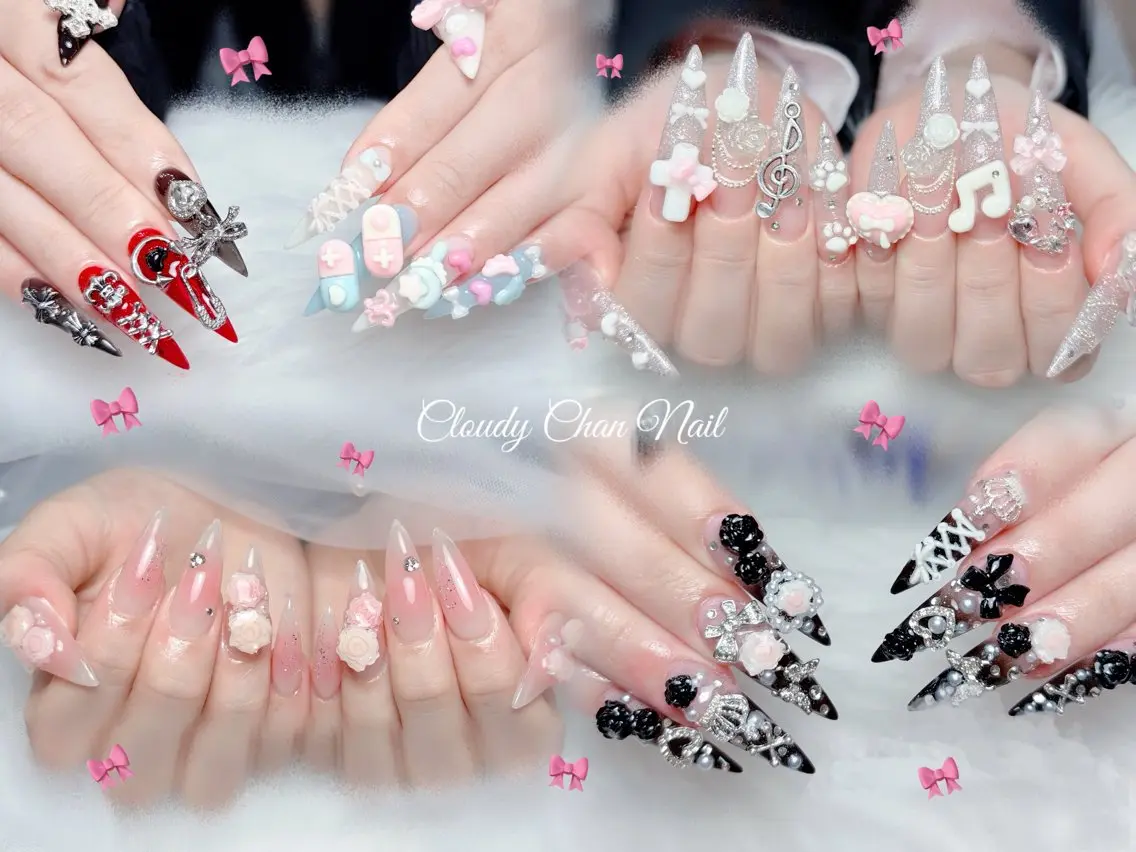 ネイル アートネイル 長さ出し ジェルネイル 韓国ネイル マグネットネイル ハンドネイル Cloudy Chan Nailのネイルデザイン