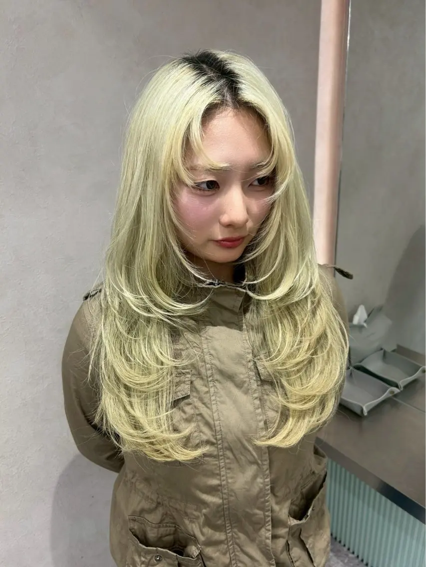 ロング ハッシュカット ハイレイヤー 韓国風ヘア レイヤーカット カット Yuta✂︎ 韓国レイヤー🪽のヘアスタイル