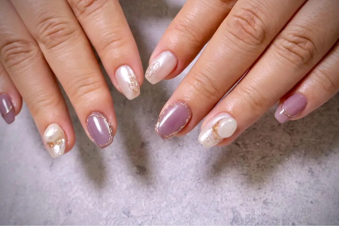 ネイル オーロラネイル カジュアル フラッシュネイル ジェルネイル ラメ(グリッター) ハンドネイル MH Nailのネイルデザイン