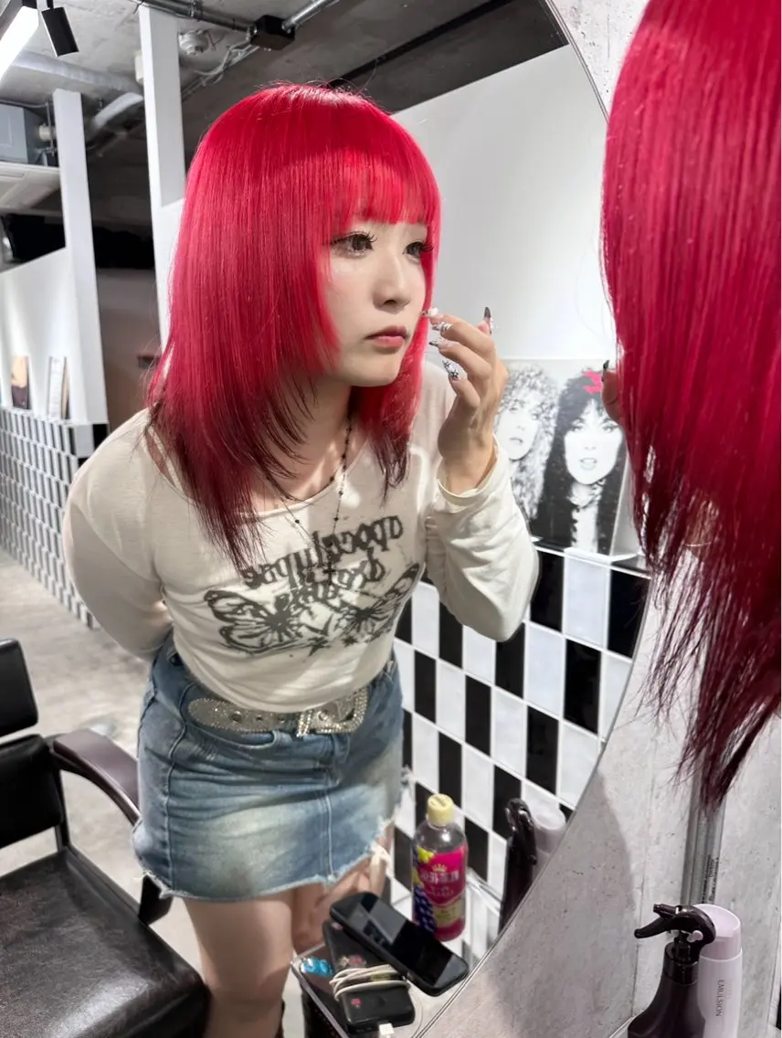ミディアム カラー ヘアアレンジ ヘアカラー トリートメント TAKUMAブリーチ /切りっぱなし🪽のヘアスタイル