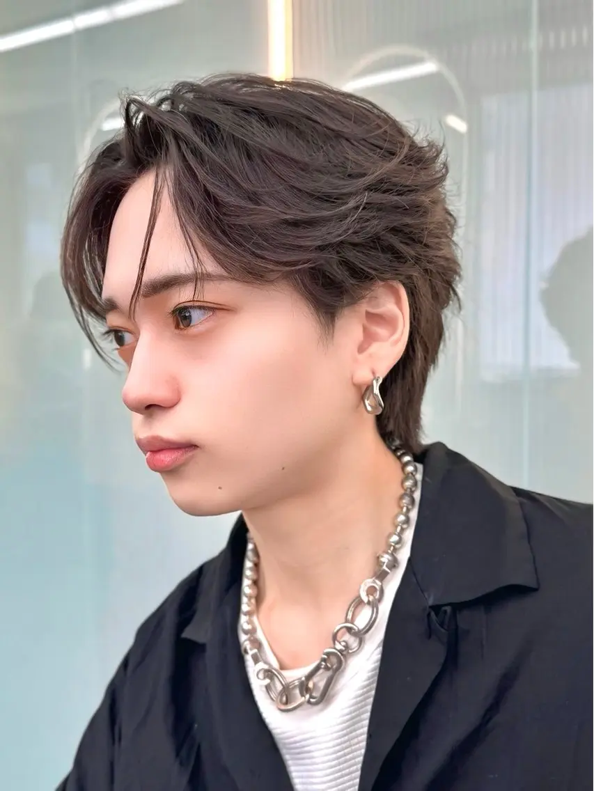 パーマ メンズ センターパート ダウンパーマ フェザーパーマ カルマパーマ メンズ韓国風 カット ヘアカラー パーマ Ayuki /福岡/メンズカットのヘアスタイル