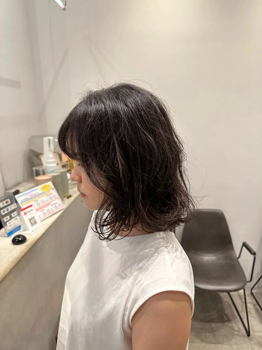 ミディアム パーマ ミディアムパーマ ボブ デジタルパーマ カット パーマ 川口開世 short cutのヘアスタイル