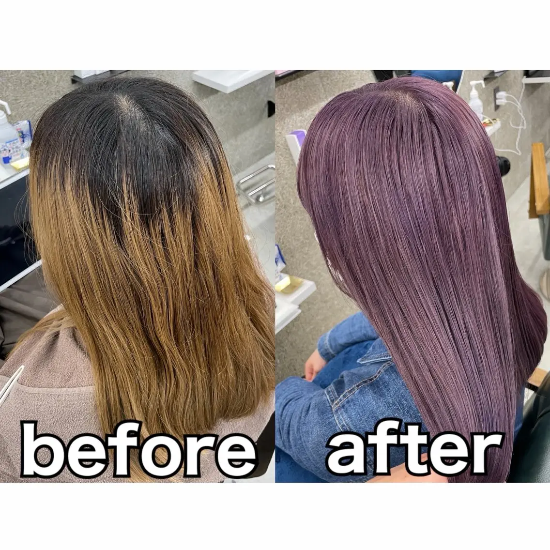 ミディアム カラー ブリーチ カット ヘアカラー トリートメント Lull1人美容室 イージーパーマのヘアスタイル