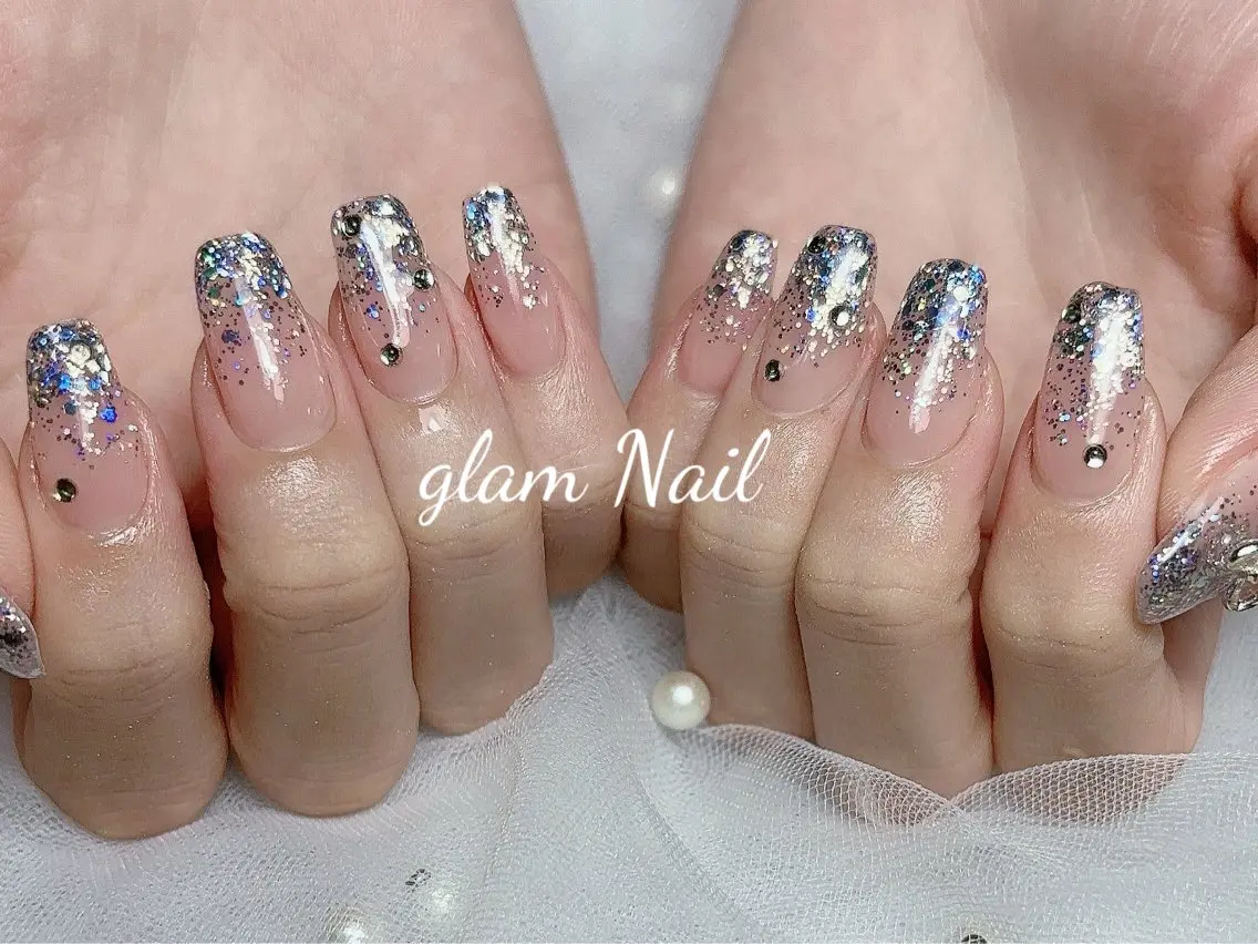 ネイル ハンドネイル エツメ💅 長さ出し🎀デザインのネイルデザイン