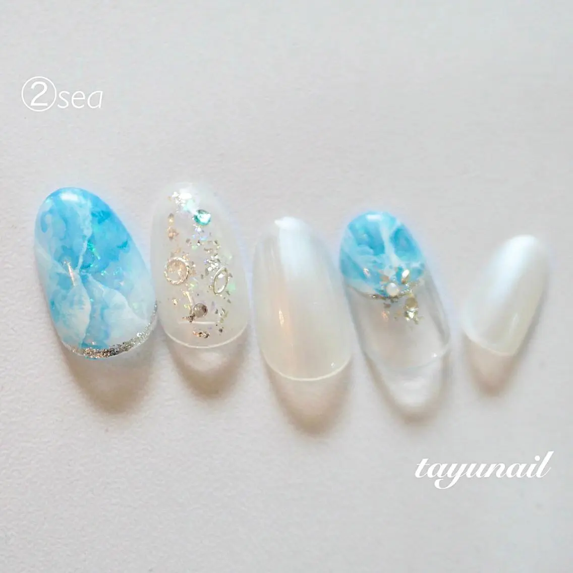 ネイル アートネイル ブルー フットネイル ジェルネイル パラジェル ネイルサロン 【たゆnail】のネイルデザイン