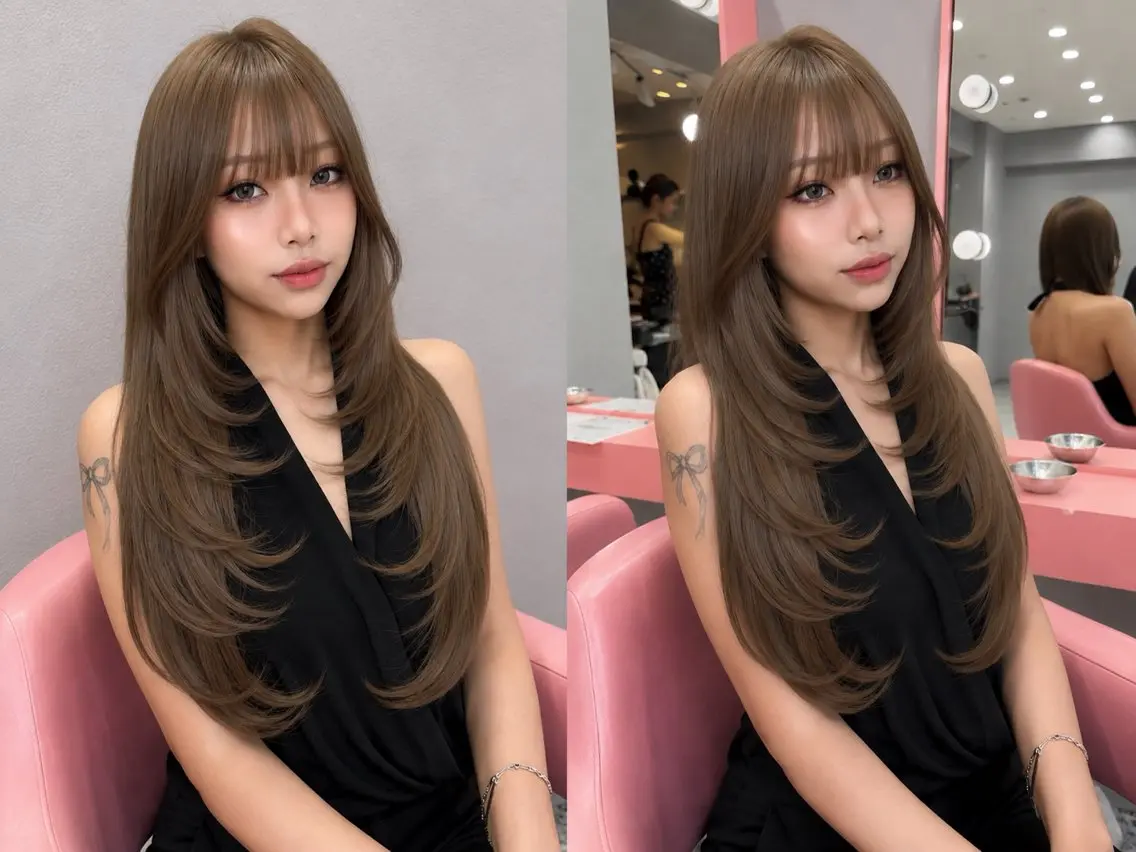 ロング カラー カット ヘアカラー トリートメント みうる🎀透明感艶髪 🫧レイヤーカットのヘアスタイル