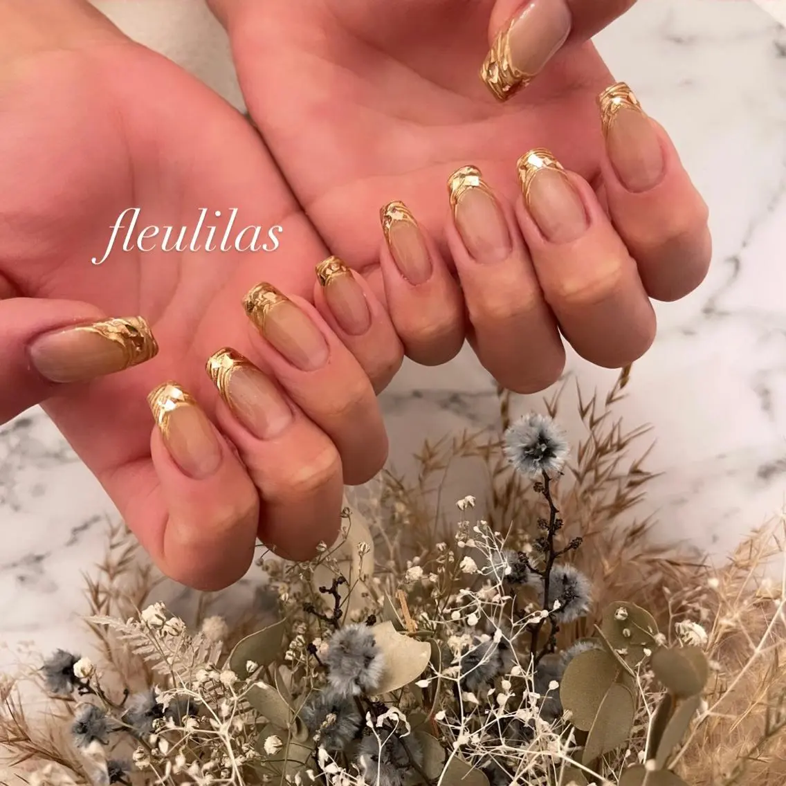 ネイル フレンチネイル ガラスフレンチ ミラーネイル fleulilas 松葉のその他イメージ