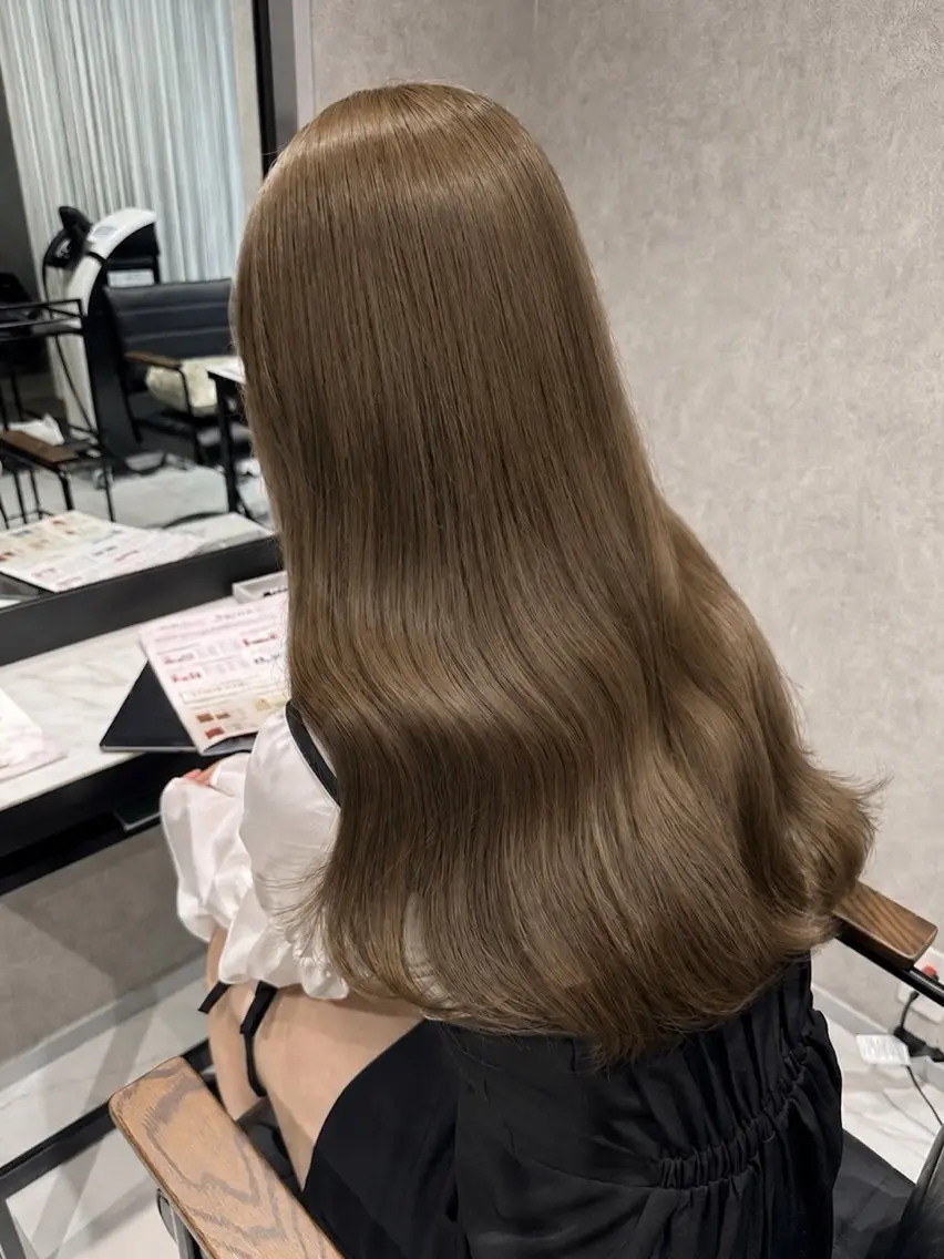 ロング カラー ヘアカラー つむぎ/韓国ヘア 艶髪🪽/グレージュのヘアスタイル