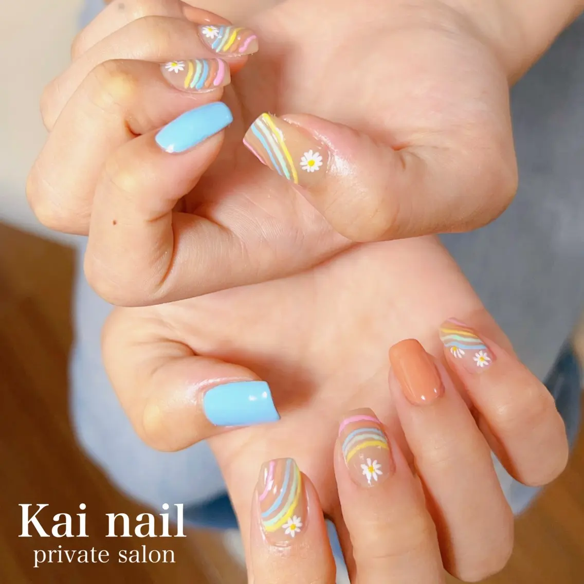 ネイル アートネイル フラワーネイル 韓国ネイル 持ち込み 夏ネイル ハンドネイル Kai  nail Mayukoのネイルデザイン