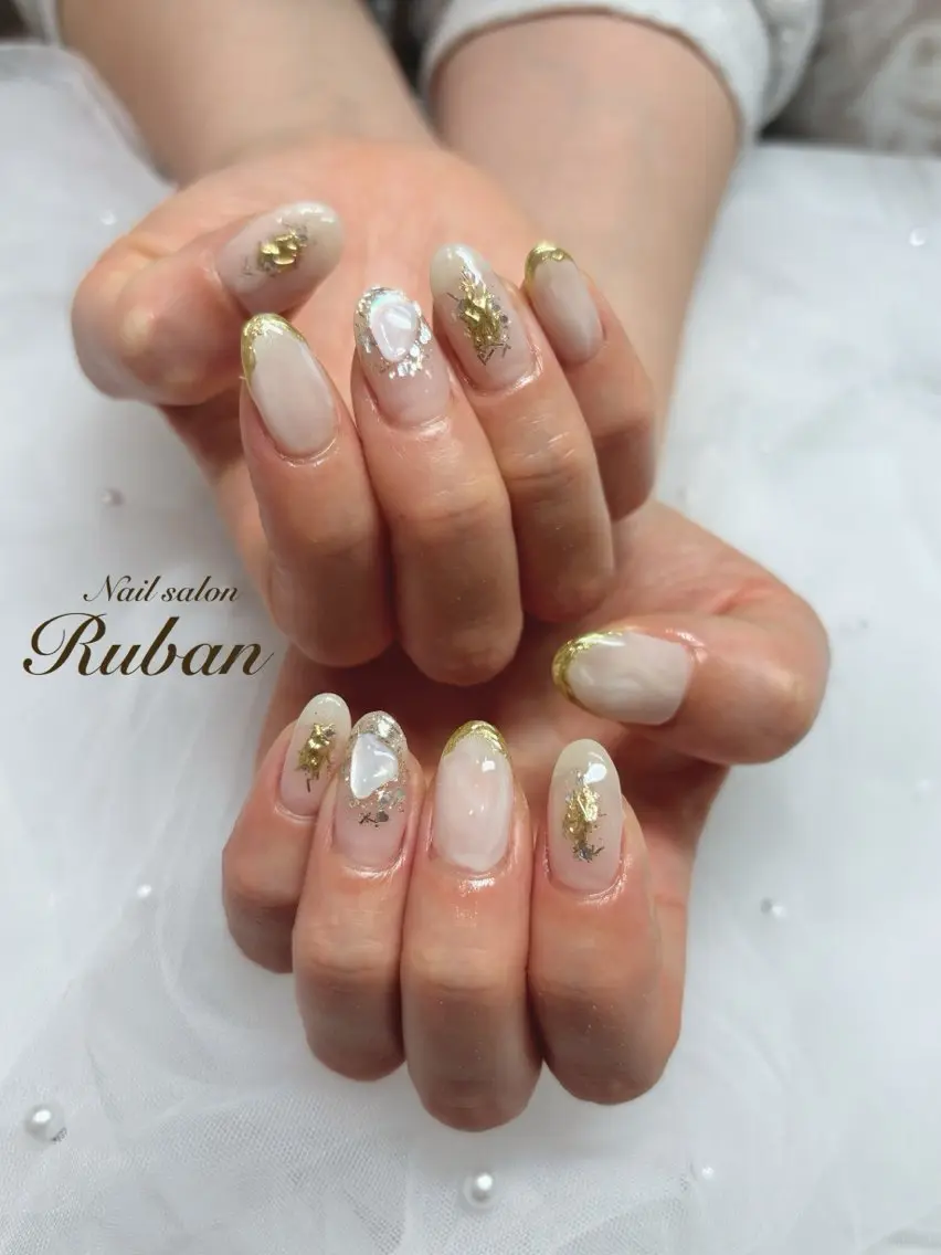 ネイル アートネイル 持ち込み ニュアンスネイル Nail salon Rubanのネイルデザイン
