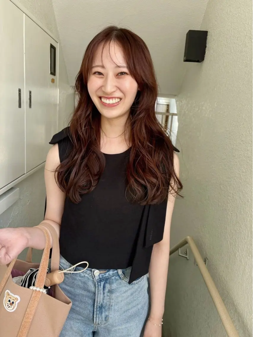 ロング カラー ブラウンカラー オレンジ トリートメント ヘアカラー トリートメント オリーブカラー/ レイヤー/ ローレンのヘアスタイル