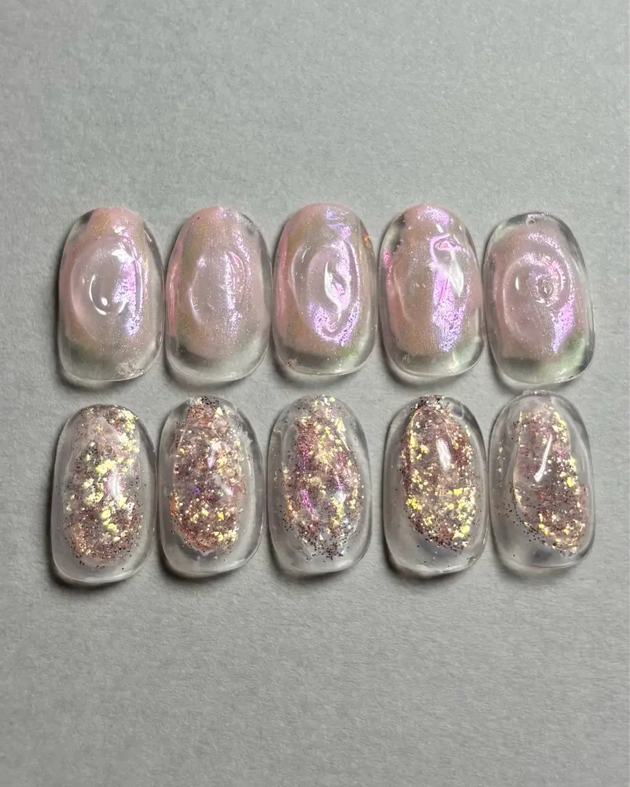 ネイル キラキラネイル 春ネイル ハンドネイル osakana nailのネイルデザイン