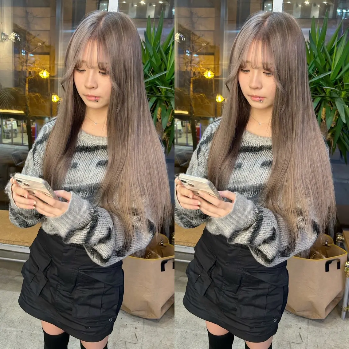 ロング カラー ヘアカラー トリートメント yoriダブルカラー 代表すがわらのヘアスタイル
