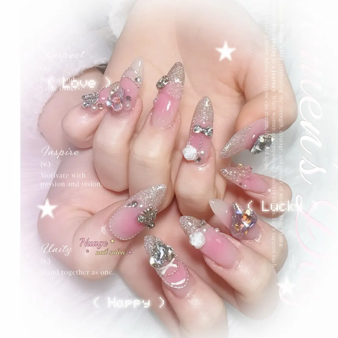 ネイル 長さ出し キラキラネイル 韓国ネイル 持ち込み Nuage nailのネイルデザイン