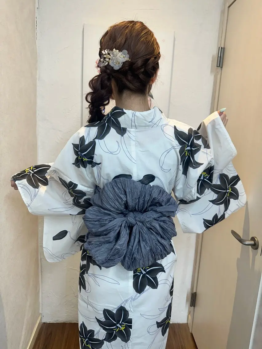 ロング ヘアアレンジ 浴衣 着付け GLOSS 心斎橋 山上のヘアスタイル