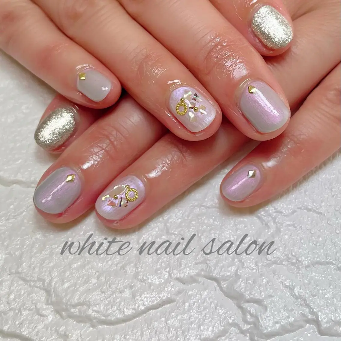 ネイル フットネイル ジェルネイル ハードジェル ラメ(グリッター) 持ち込み ハンドネイル white nail salonのネイルデザイン