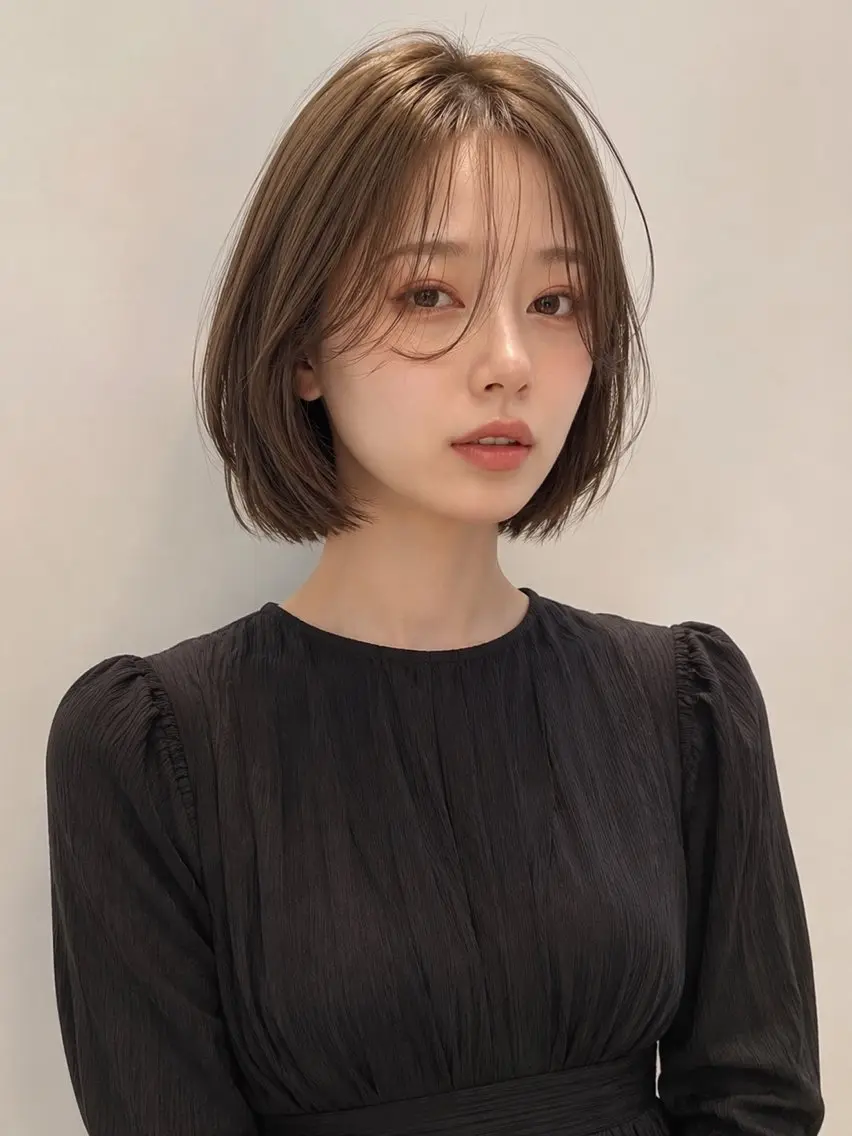 ミディアム ボブ 髪質改善 韓国風ヘア レイヤーカット 縮毛矯正 カット ヘアカラー トリートメント 髪質改善/レイヤー/ 佐藤　舞🌷🫧のヘアスタイル