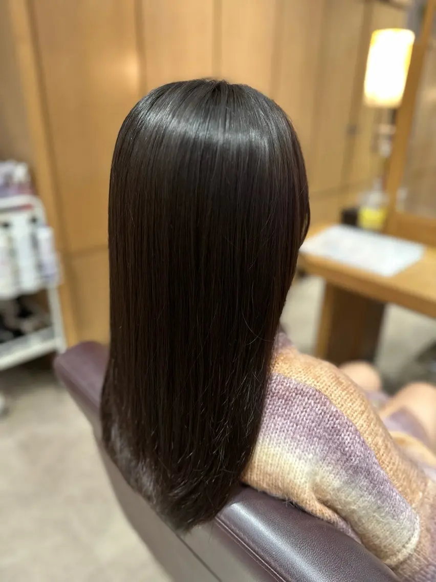 セミロング 髪質改善 縮毛矯正 韓国風パーマ❁ fu-ka❁艶カラーのヘアスタイル