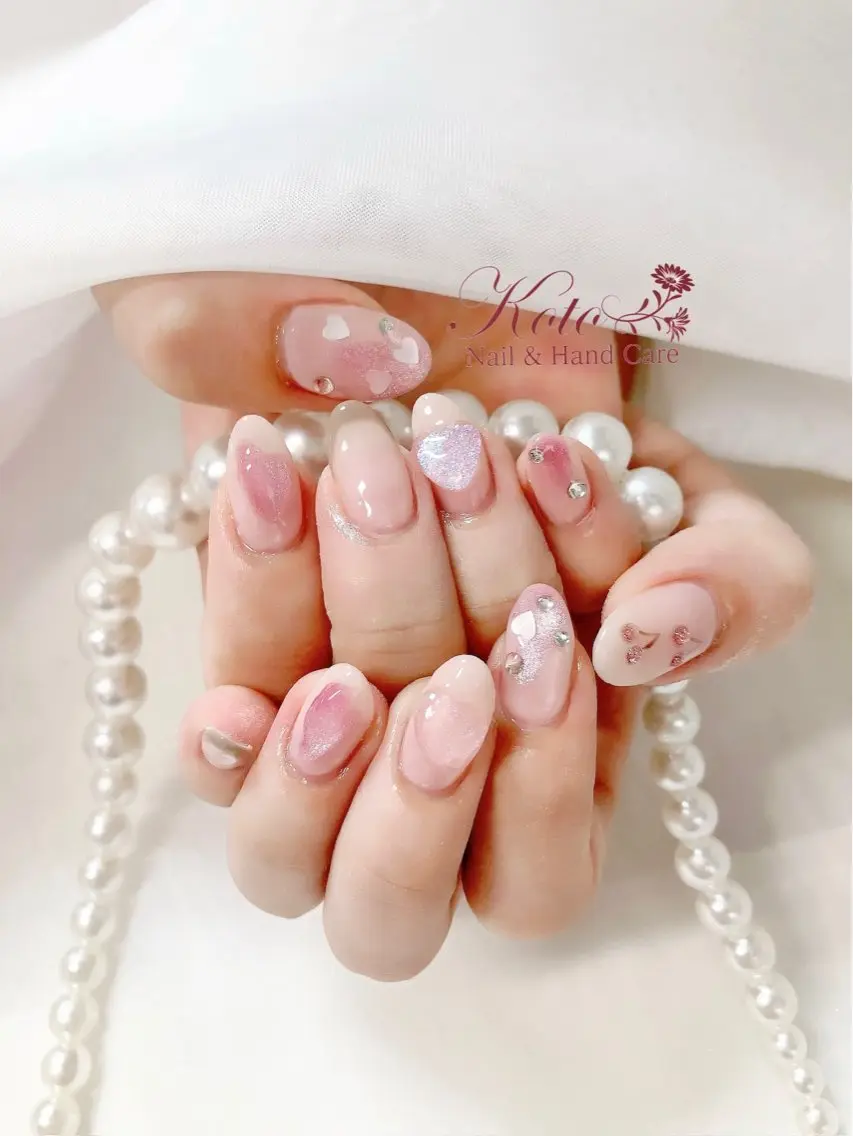 ネイル 長さ出し ジェルネイル 持ち込み ニュアンスネイル 赤色 ハンドネイル Nail Salon KOTOのネイルデザイン