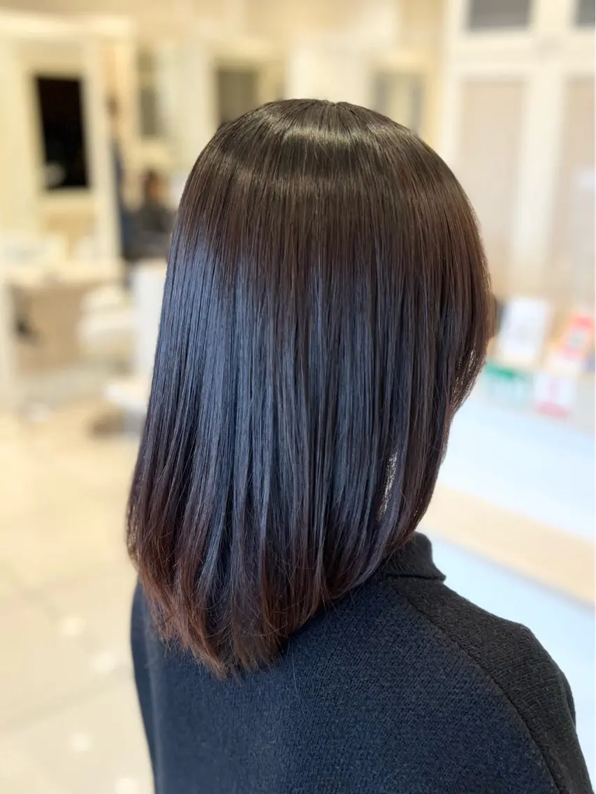 ミディアム パーマ カット 縮毛矯正 トリートメント 金子 直樹のヘアスタイル
