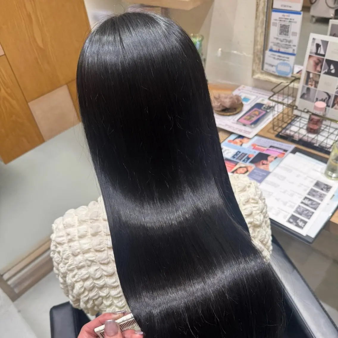 セミロング 縮毛矯正 韓国まつ毛/透明感 ブラウン 🦋あつみのマツエク・マツパデザイン