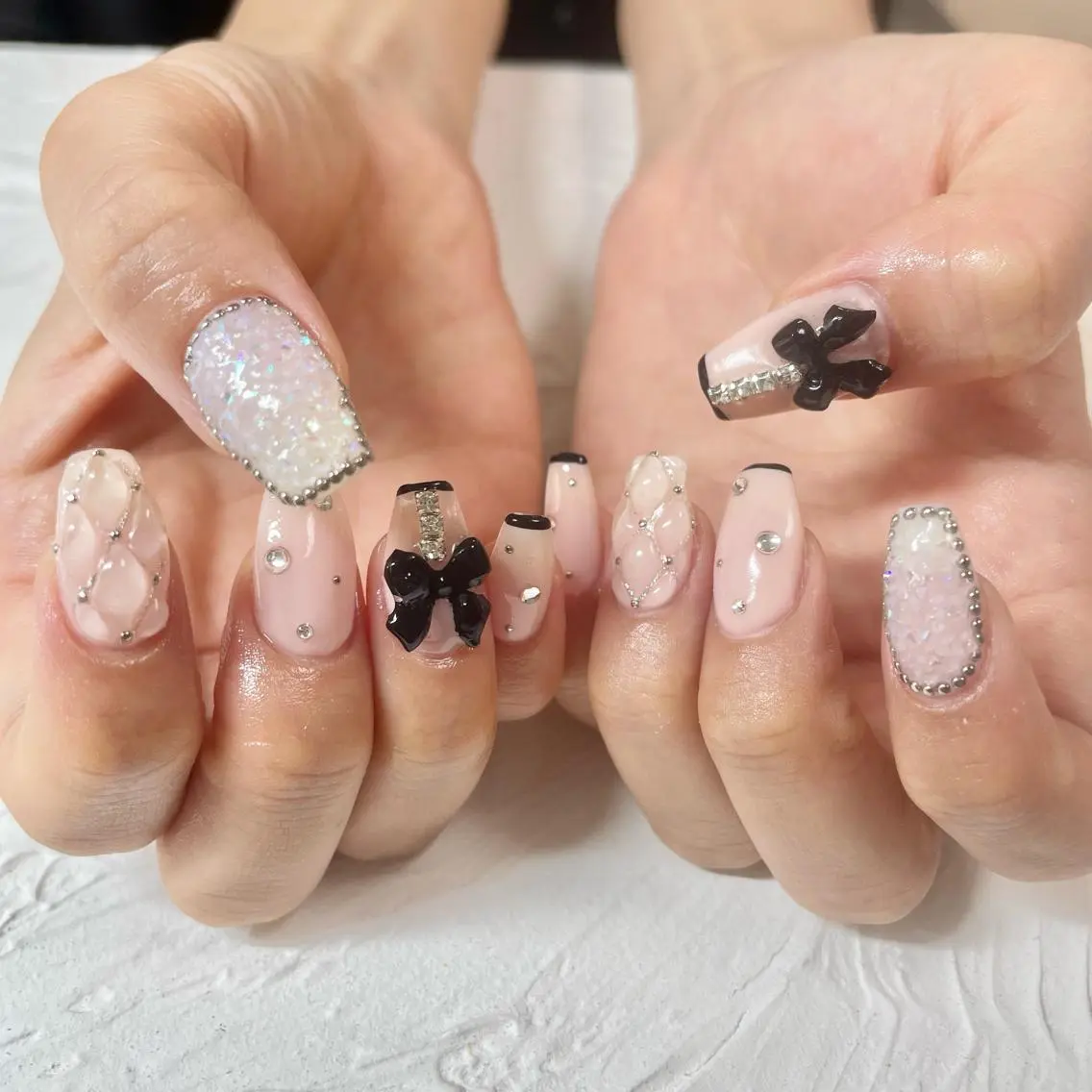ネイル リボン ハンドネイル 🎀AYAKO 🎀中韓ネイルのネイルデザイン
