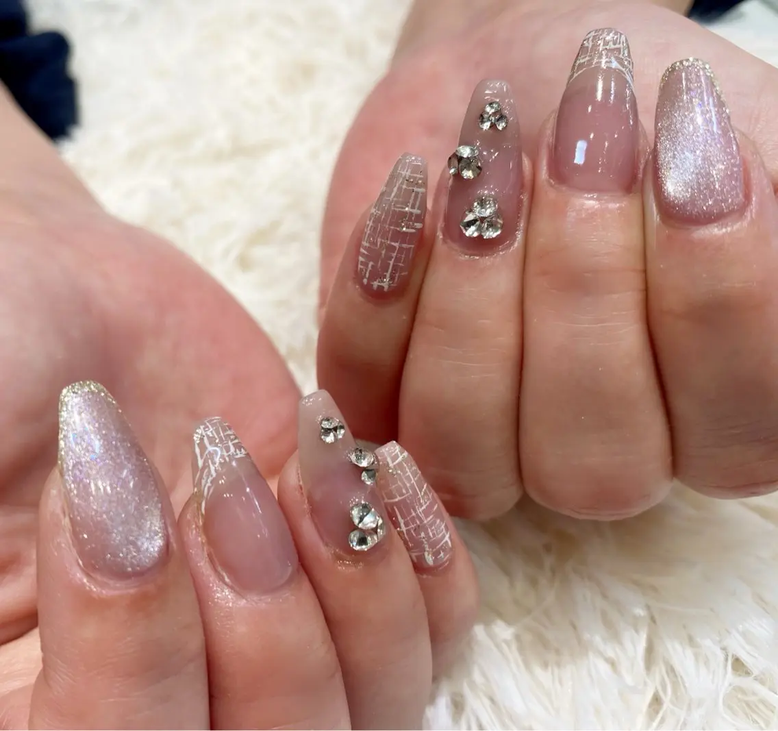 ネイル 韓国ネイル マグネットネイル ツイードネイル ワンホンネイル 冬ネイル ハンドネイル ネイルサロン nail_upのネイルデザイン