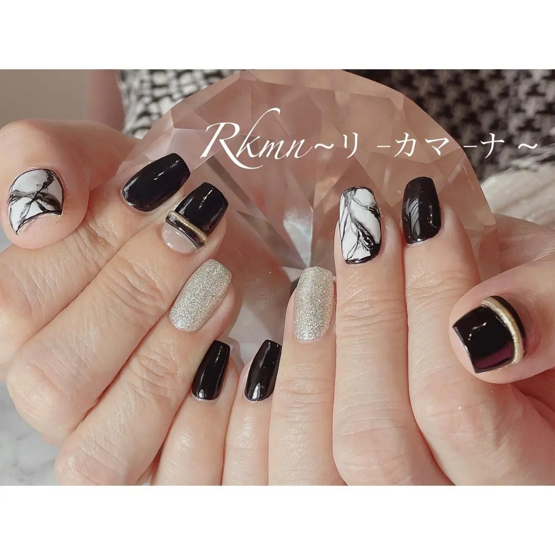 ネイル アートネイル ラメ(グリッター) 大理石ネイル(マーブル) 春ネイル ハンドネイル フットネイル ハンドケア Rkmn ~リ-カマ-ナ~のネイルデザイン